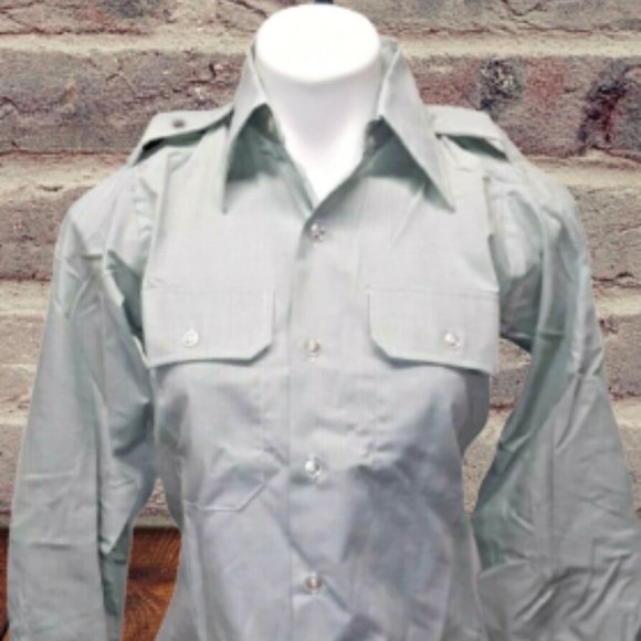 Military Army Shirt Unisex XS  13.5 x 32 Polyester Green Cotton Uniform - Picture 1 of 8